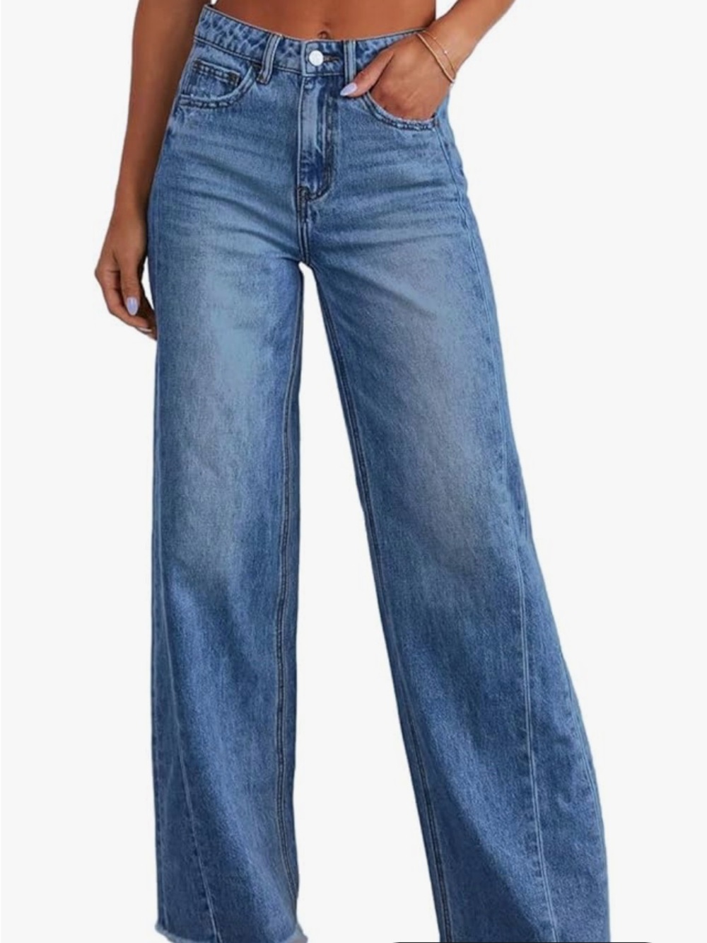 High-Waist Wide-Leg Blue Jeans for Women